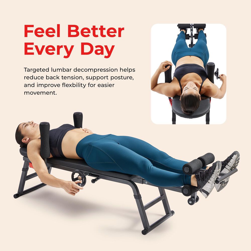 Sunny Health &amp; Fitness Traction and Stretch Decompression Table in Black, , large