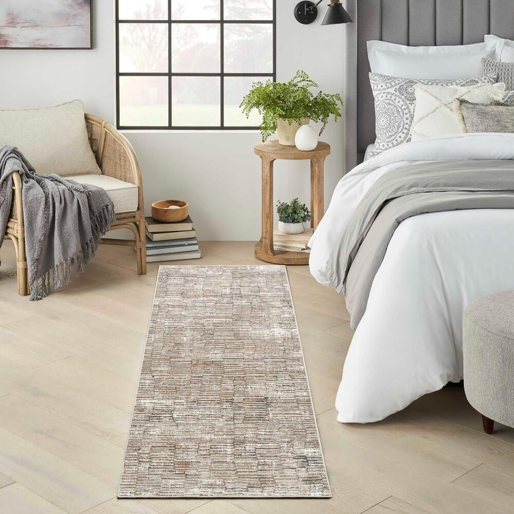 Nourison Sustainable Trends 2&#39;2&quot; x 7&#39;6&quot; Ivory and Mocha Runner, , large