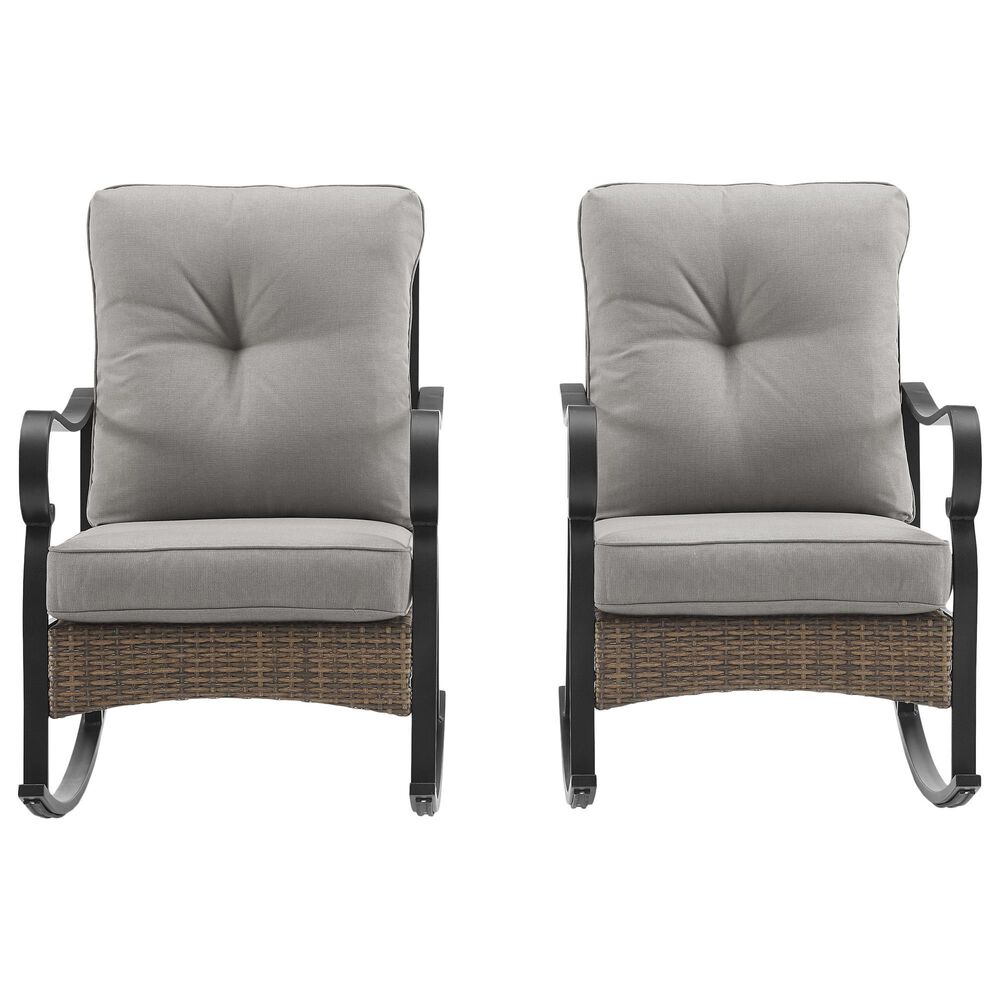 Crosley Furniture Dahlia Patio Rocking Chair in Taupe (Set of 2) NFM