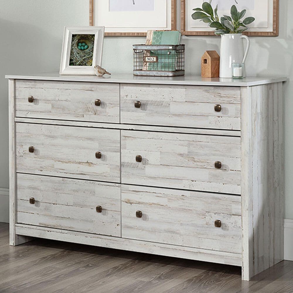 Sauder River Ranch 6-Drawer Dresser in White Plank, , large