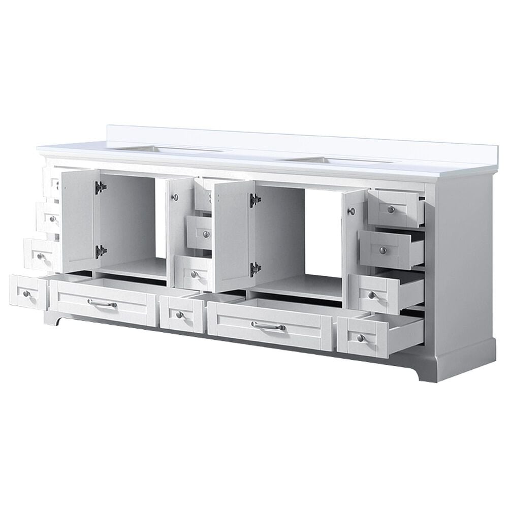 Lexora Home Dukes 84&quot; Double Bathroom Vanity in White with 2 cm White Cultured Marble Top and Rectangular Sinks, , large