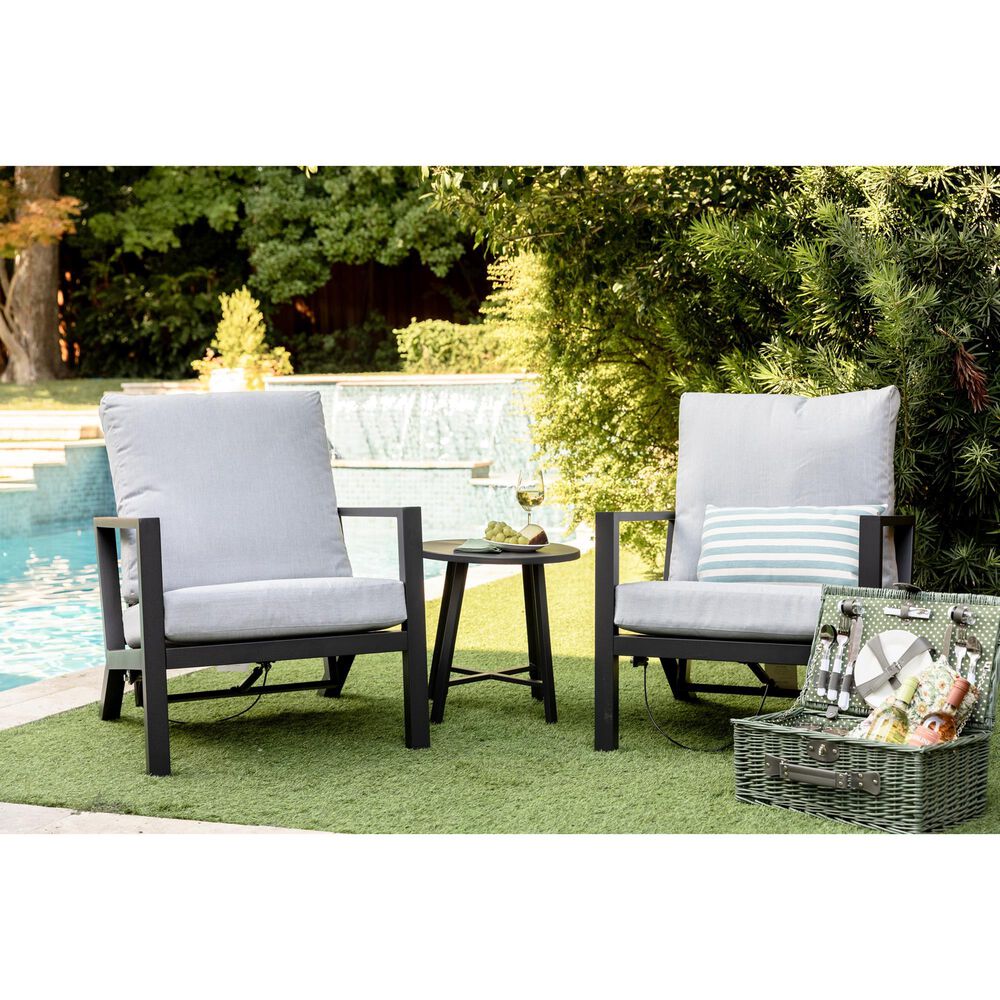 Global Note Collections Boone 3-Piece Reclining Lounge Set with White Cushion in Grey, , large