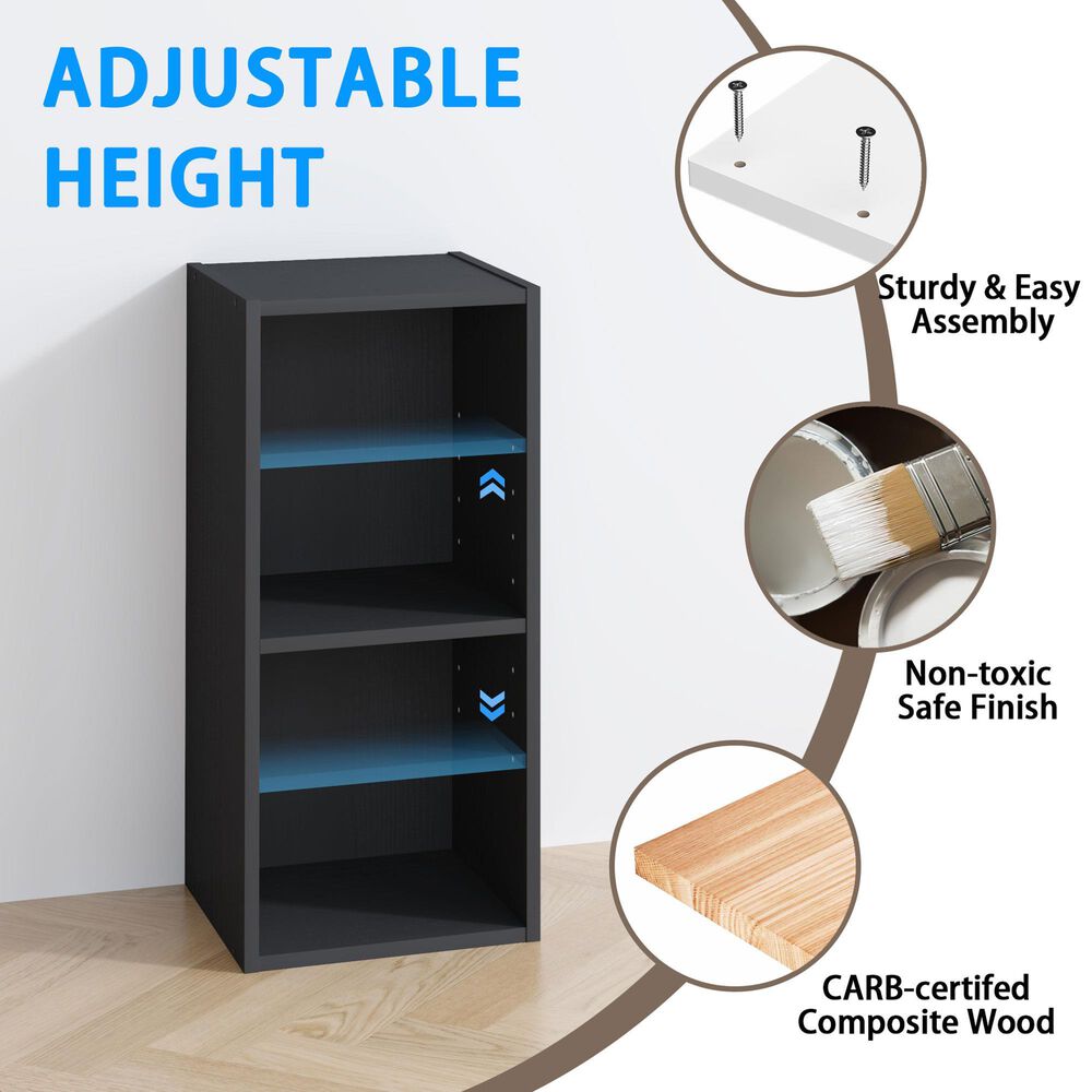 HOMLUX 2-Tier Space Saving Storage Bookcase with Adjustable Shelf in Blackwood, , large