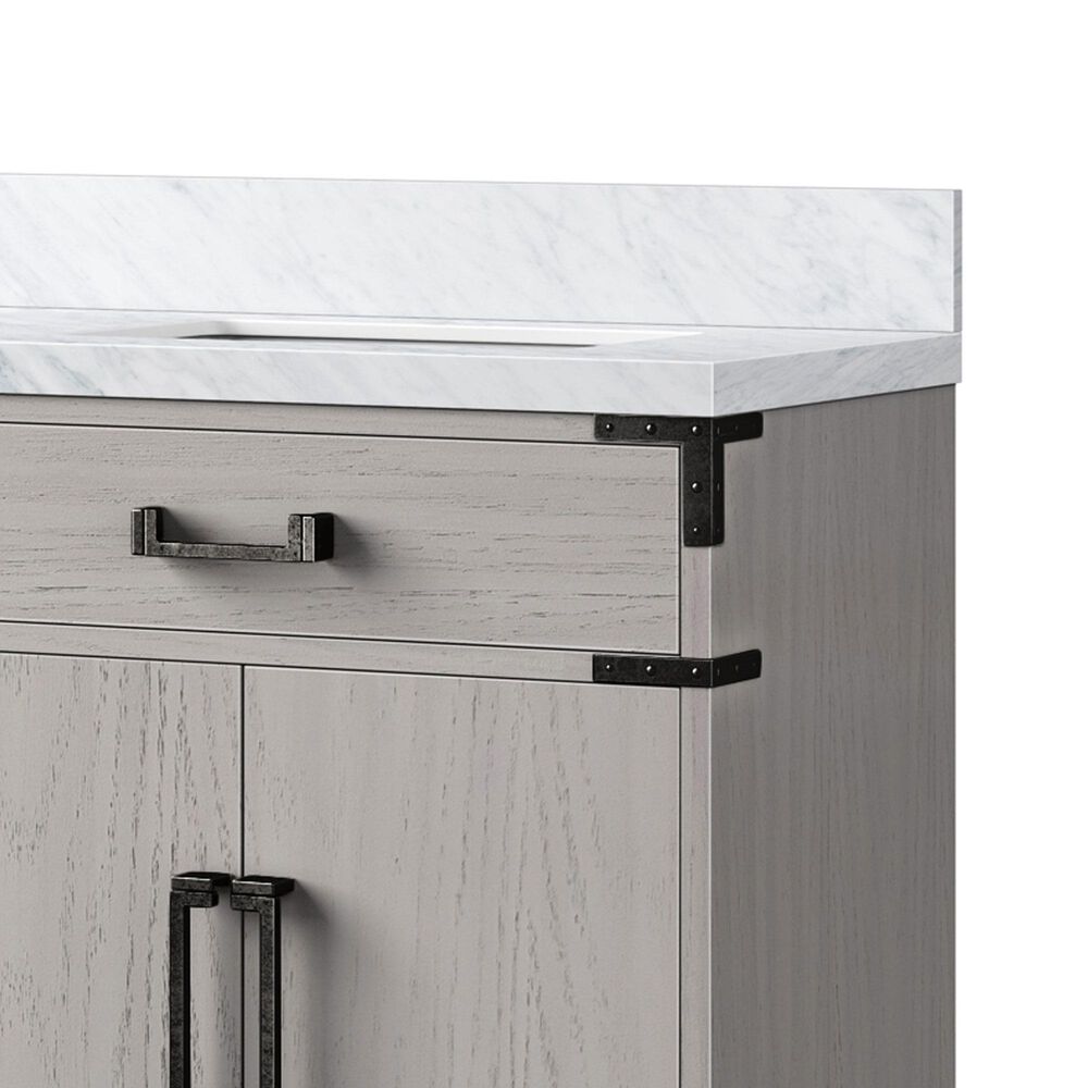 Lexora Home Laurel 72&quot; Double Bathroom Vanity in White Oak with White Carrara Marble Top and Rectangular Sinks, , large