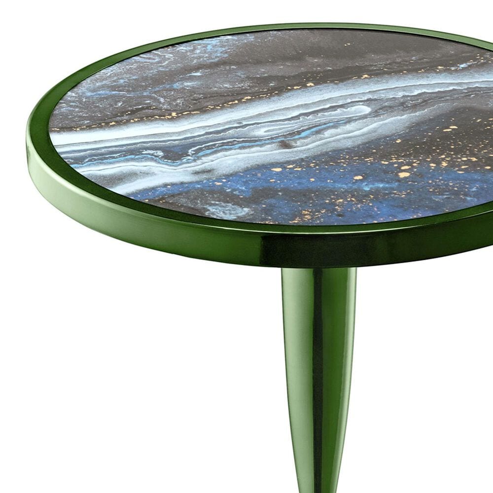Furniture of America Gleam Round End Table in Polished Green, , large