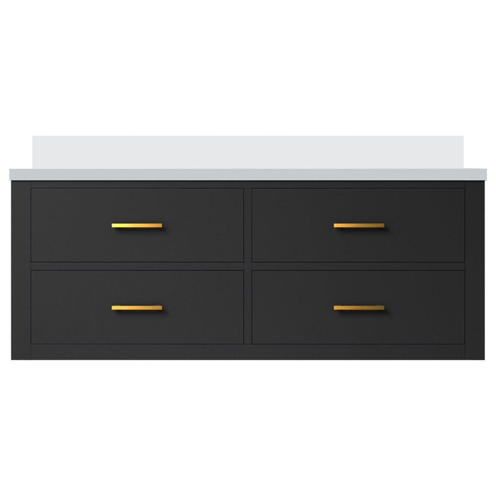 Lexora Home Castor 48&quot; Single Bathroom Vanity in Black with 2 cm White Cultured Marble Top and Rectangular Sink, , large