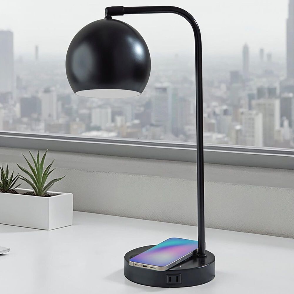 Adesso Emery Desk Lamp with Supercharger in Black, , large