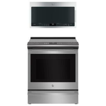 GE Profile 5.3 Cu. Ft. Smart Induction Electric Range and 2.1 Cu. Ft. Over-the-Range Sensor Microwave Oven in Fingerprint Resistant Stainless Steel, , large