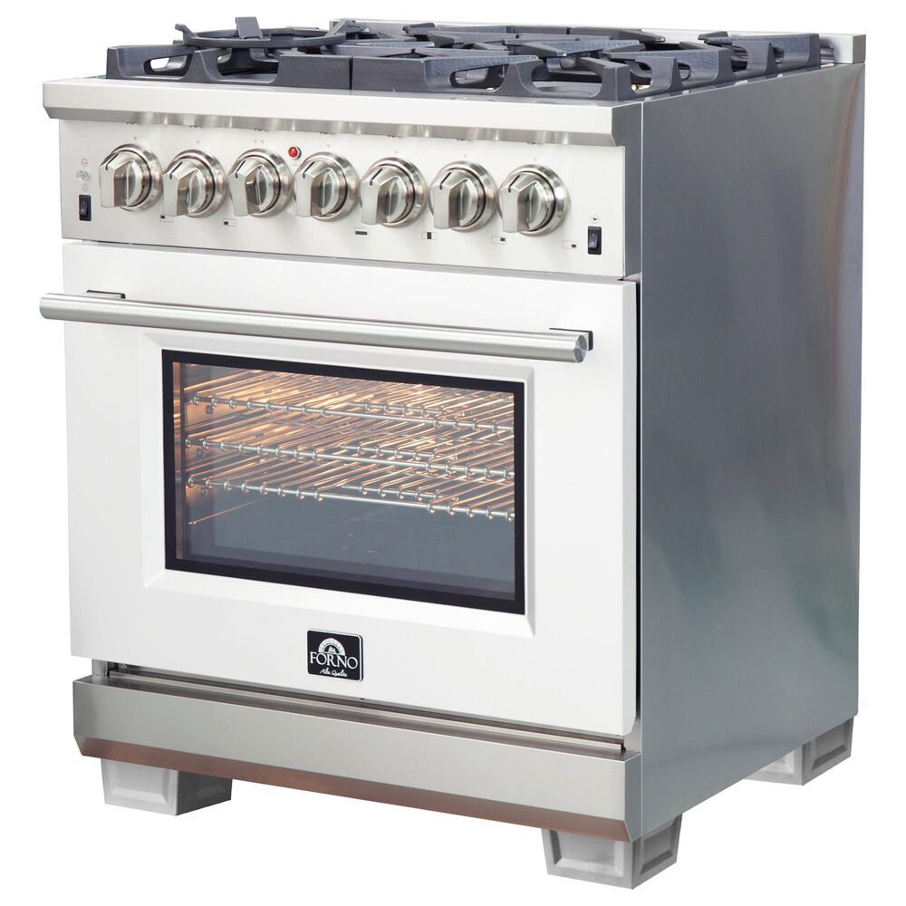 Forno Capriasca 30" Freestanding Dual Fuel Range in White and Stainless Steel, , large