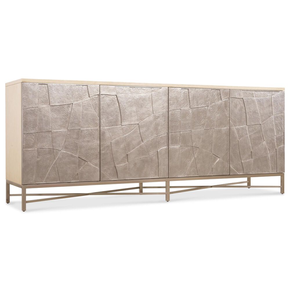Hooker Furniture Westwood 90" Credenza in Polished Limestone and Silver, , large