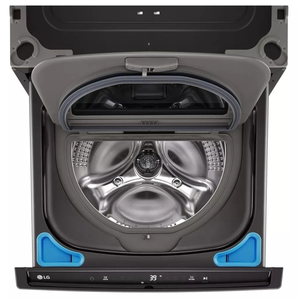LG 5 Cu. Ft. Smart Front Load Washer with Pedestal in Black Steel, , large