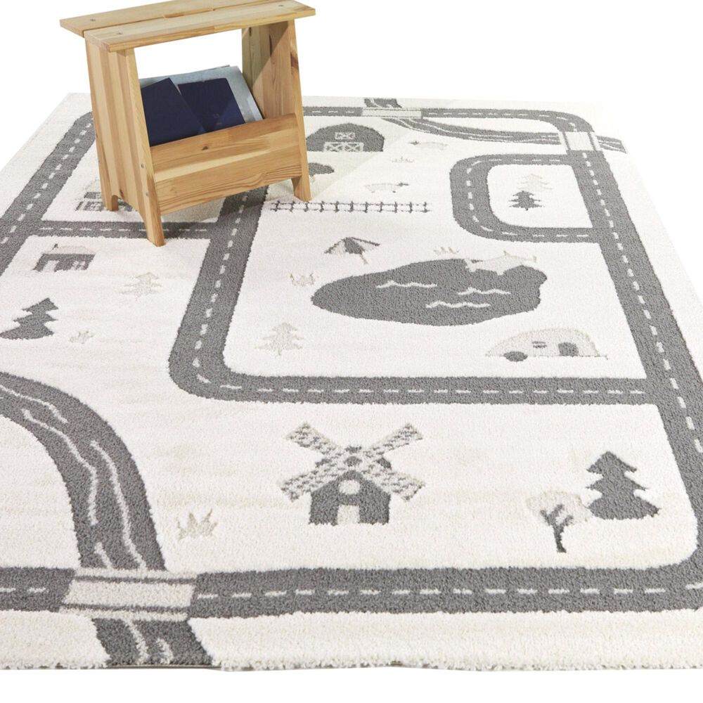 Balta Rugs Country Roads Map 4&#39;4&quot; x 6&#39; Cream Kids Area Rug, , large