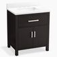Kohler Kresla 30" Single Bathroom Vanity in Carbon Oak with 3 cm White Quartz Top and Rectangular Sink, , large