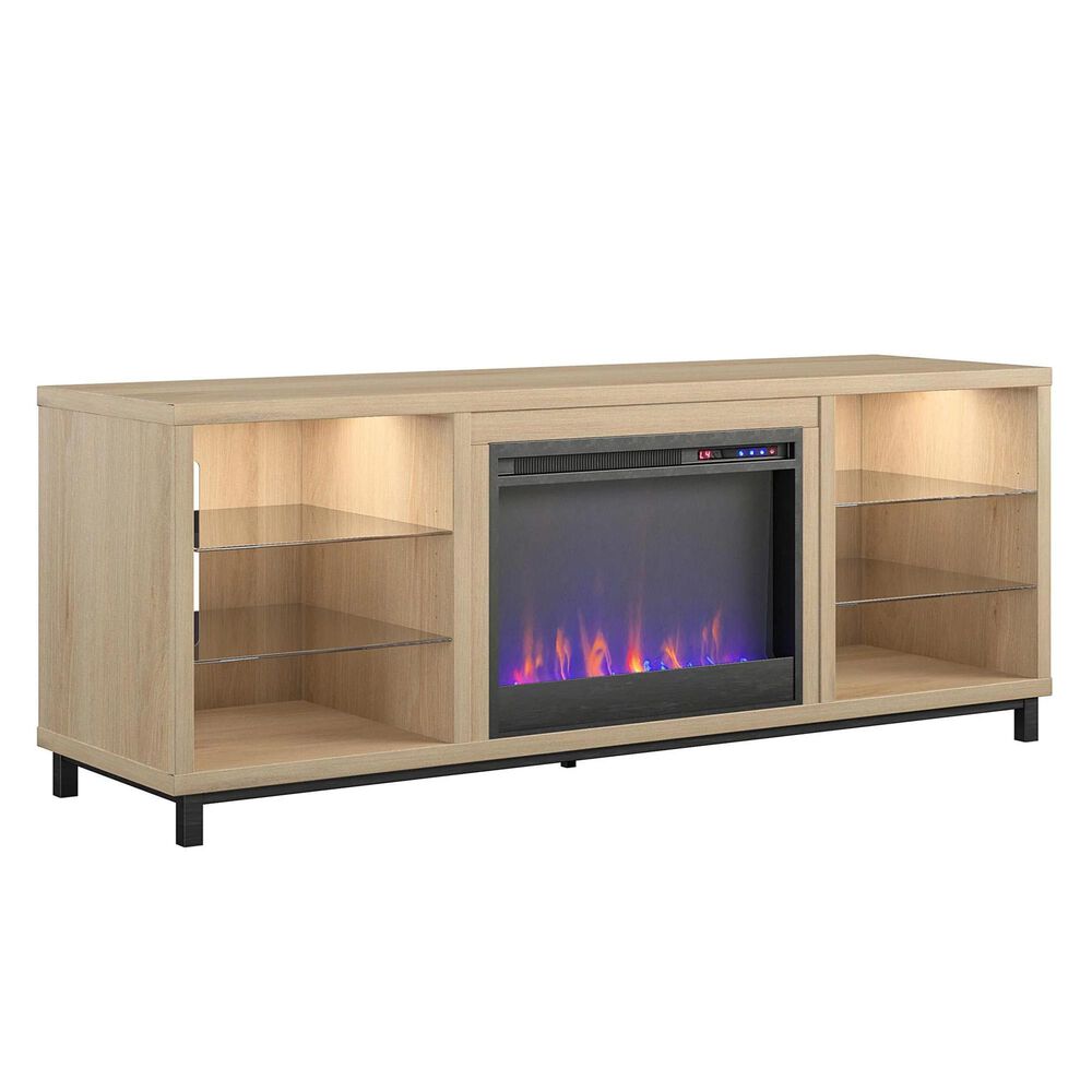 Ameriwood Home Lumina Deluxe Fireplace TV Stand in Blonde Oak, , large