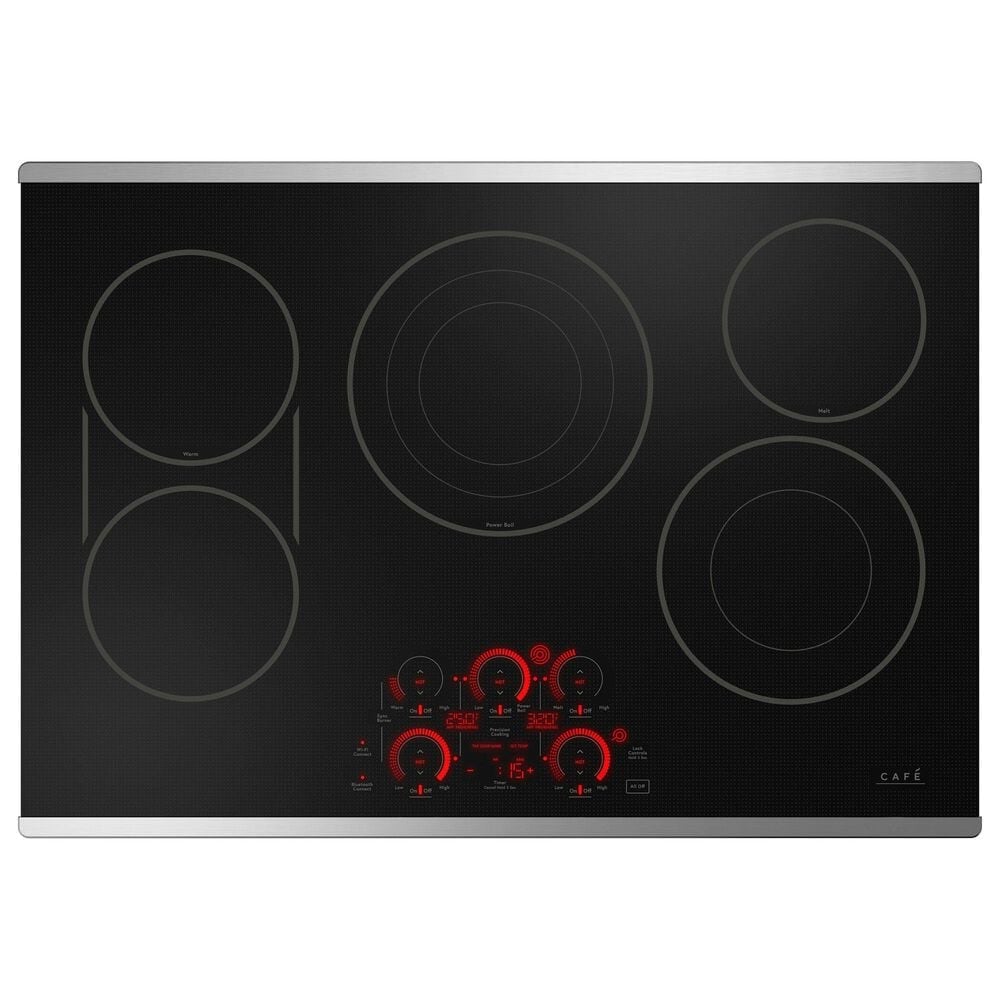 Cafe 2-Piece Kitchen Package with Matte White 30" Smart Built-In Convection Single Wall Oven and Stainless Steel 30" Electric Cooktop, , large