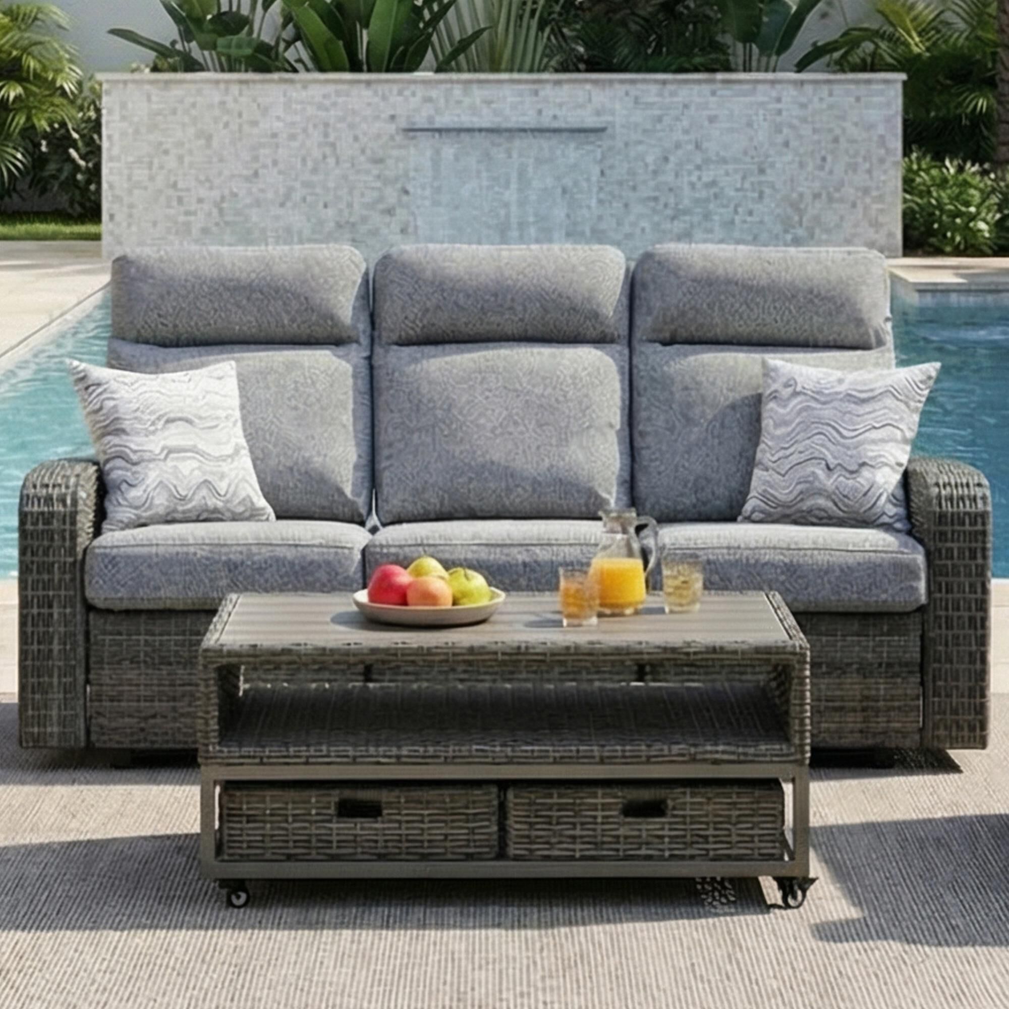 Summit Home Hampton Cove Recliner Sofa in Tobias Color Shadow