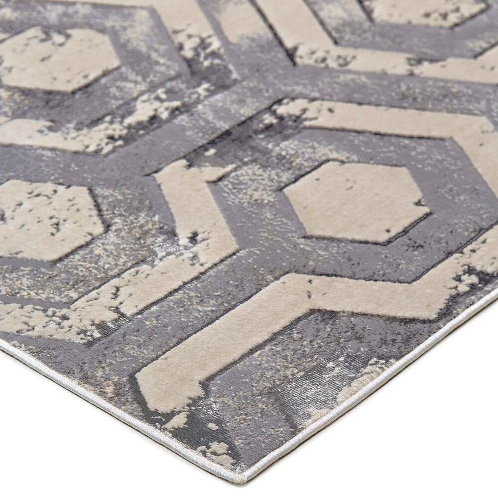 Feizy Micah 3046F 3&#39;11&quot; x 6&#39; Beige and Gray Runner, , large