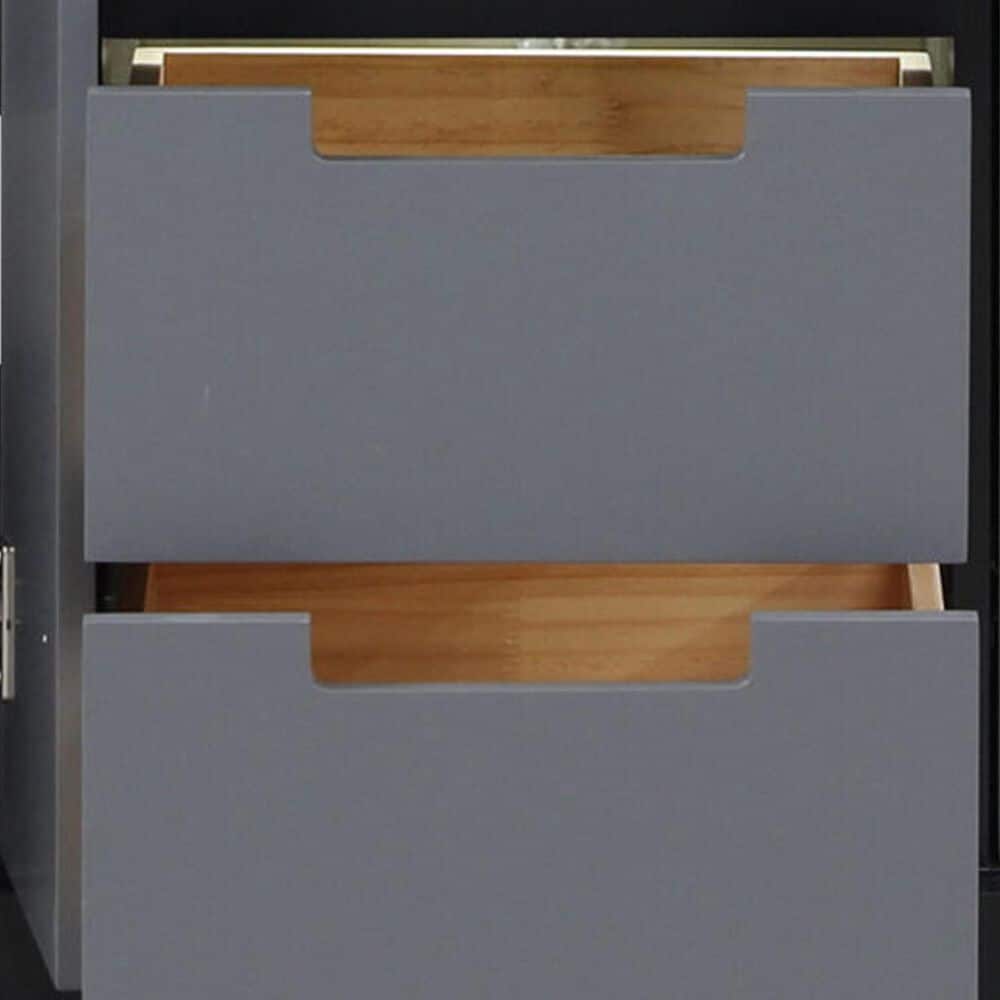 Lexora Home Zilara 55&quot; Double Bathroom Vanity in Black and Grey with 11 cm Castle Grey Marble Top and Rectangular Sinks, , large