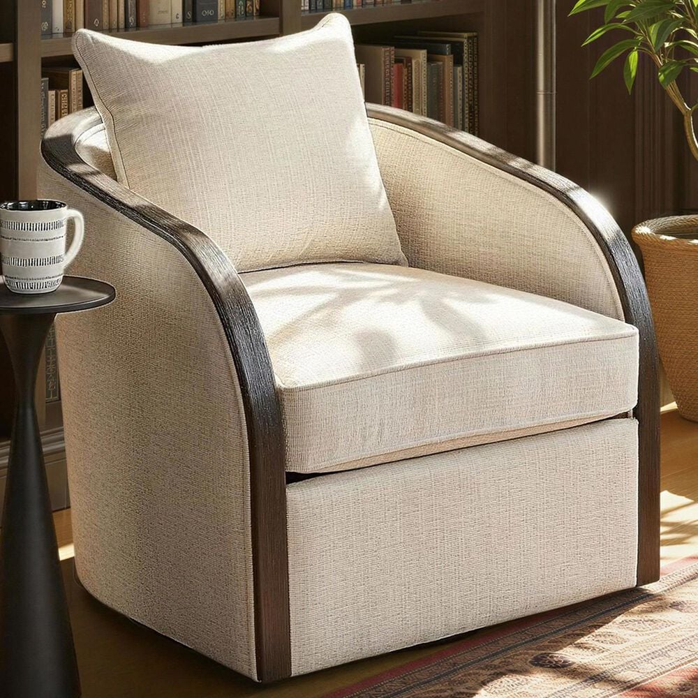 LumiSource Gemma Swivel Accent Chair in Sand, , large