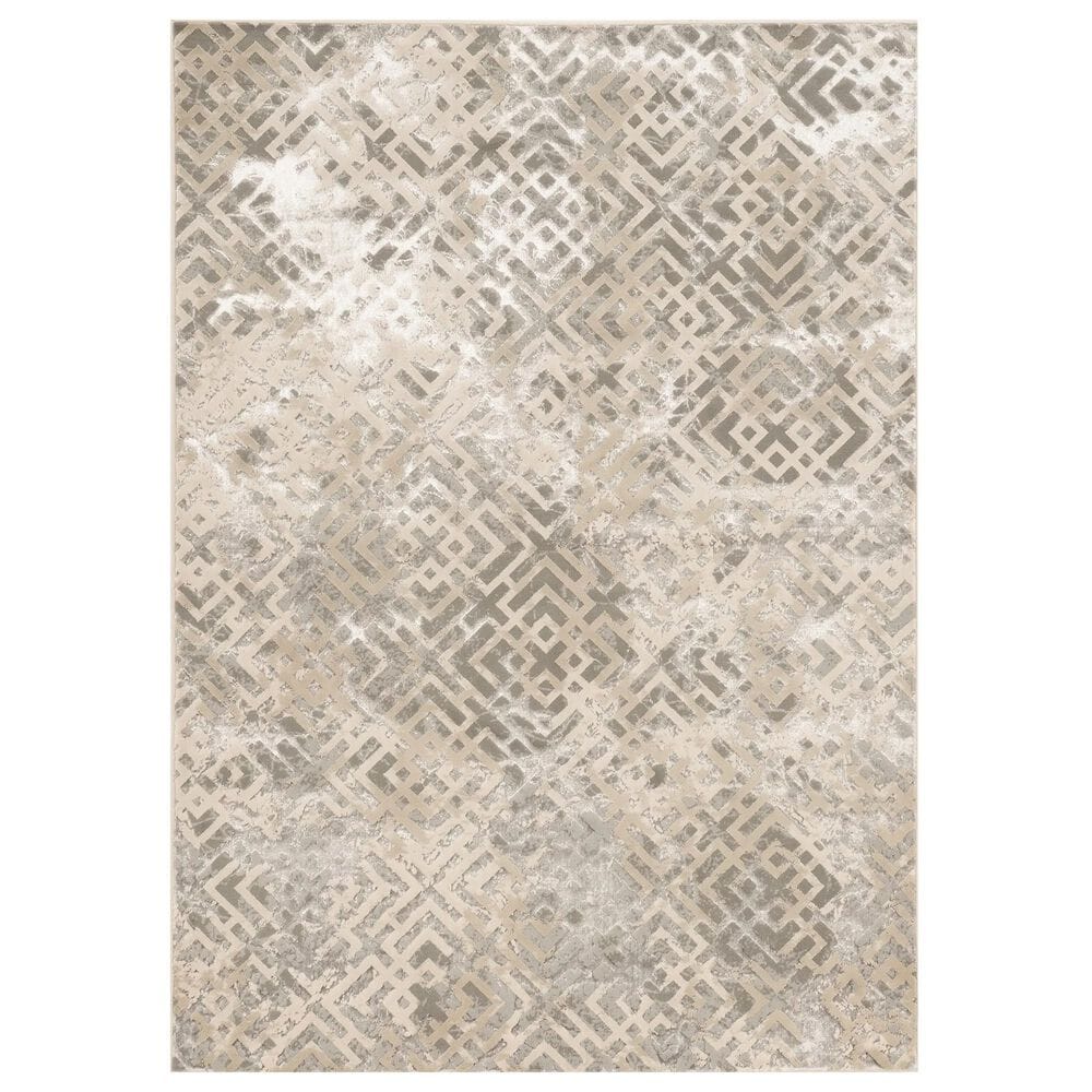 Kas Oriental Rugs Luna Dimensions 3"3" x 4"11" Sand and Silver Area Rug, , large
