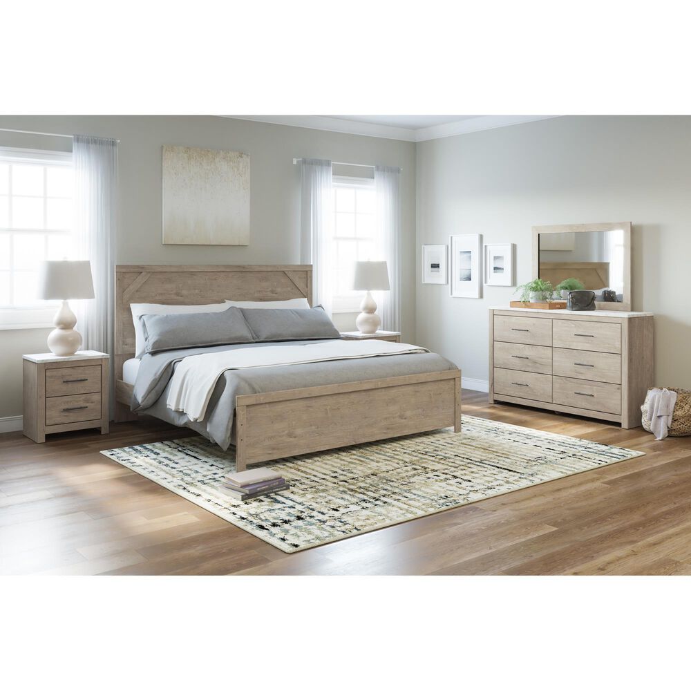Ashley Senniberg King Panel Bed in Light Brown and White, , large