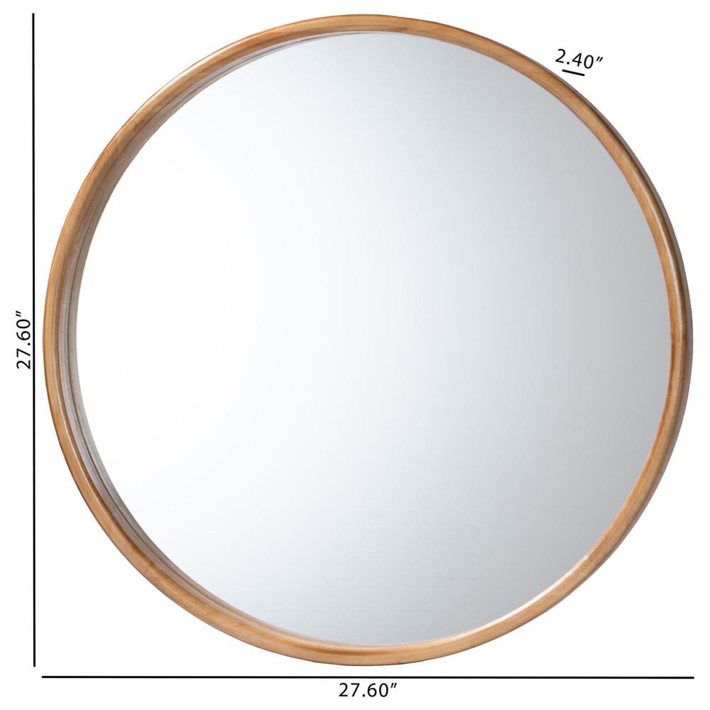 Baxton Studio Tazara Round Accent Wall Mirror in Natural Brown, , large