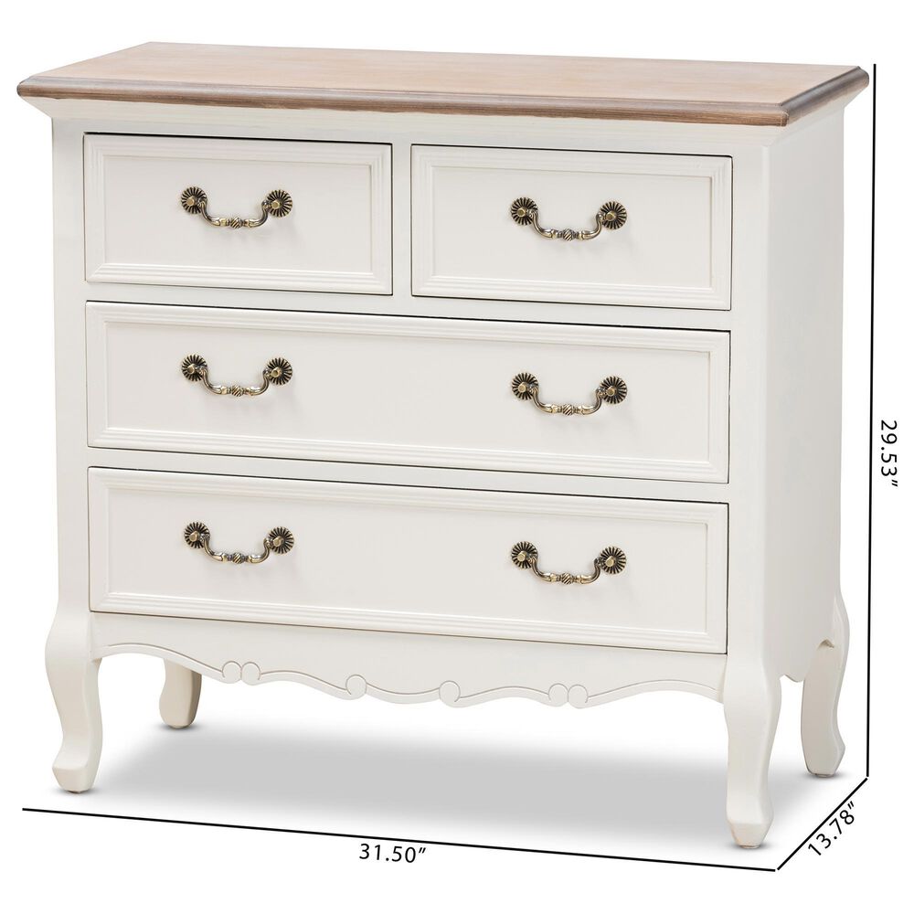 Baxton Studio Amalie 4-Drawer Accent Storage Cabinet in White and Oak, , large