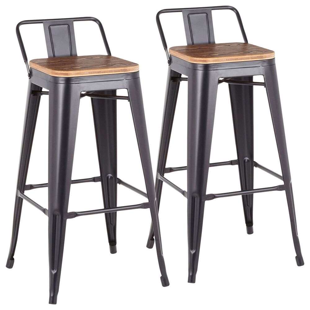 Lumisource Oregon Barstool in Vintage Black/Brown (Set of 2), , large