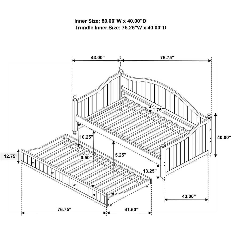 Pacific Landing Twin Daybed with Trundle in White, , large