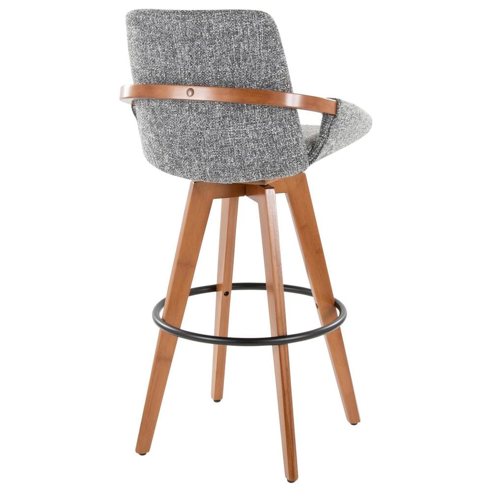 Lumisource Cosmo Swivel Barstool with Grey Noise Cushion in Walnut and Black, , large