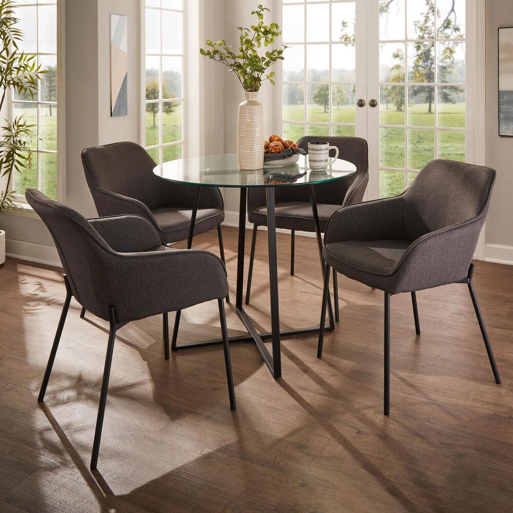LumiSource Daniella Arm Chair with Charcoal Cushion in Black (Set of 2), , large