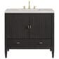 James Martin Vanities Myrrin 36" Vanity in Carbon Oak with 3 cm Victorian Silver Quartz Top, , large