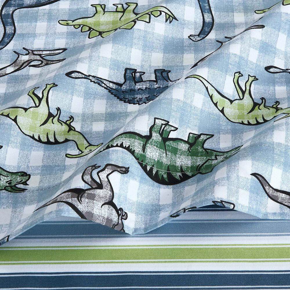 BCP Home Everyday Imagination 4-Piece Twin Sheet Set in Dino Check, , large