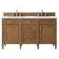 James Martin Vanities Brittany 60" Double Bathroom Vanity in Saddle Brown with 3 cm Ethereal Noctis Quartz Top and Rectangular Sinks, , large