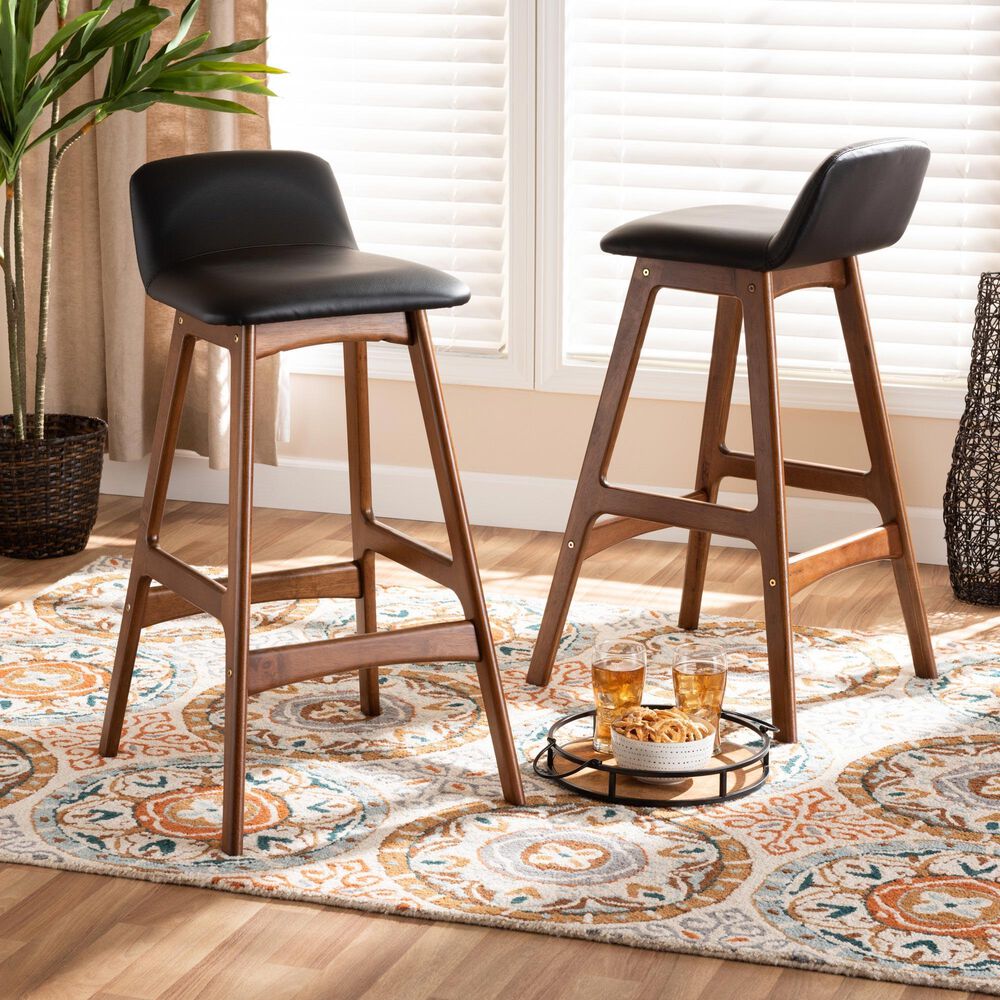 Baxton Studio Darrin Bar Stool in Walnut Brown (Set of 2), , large