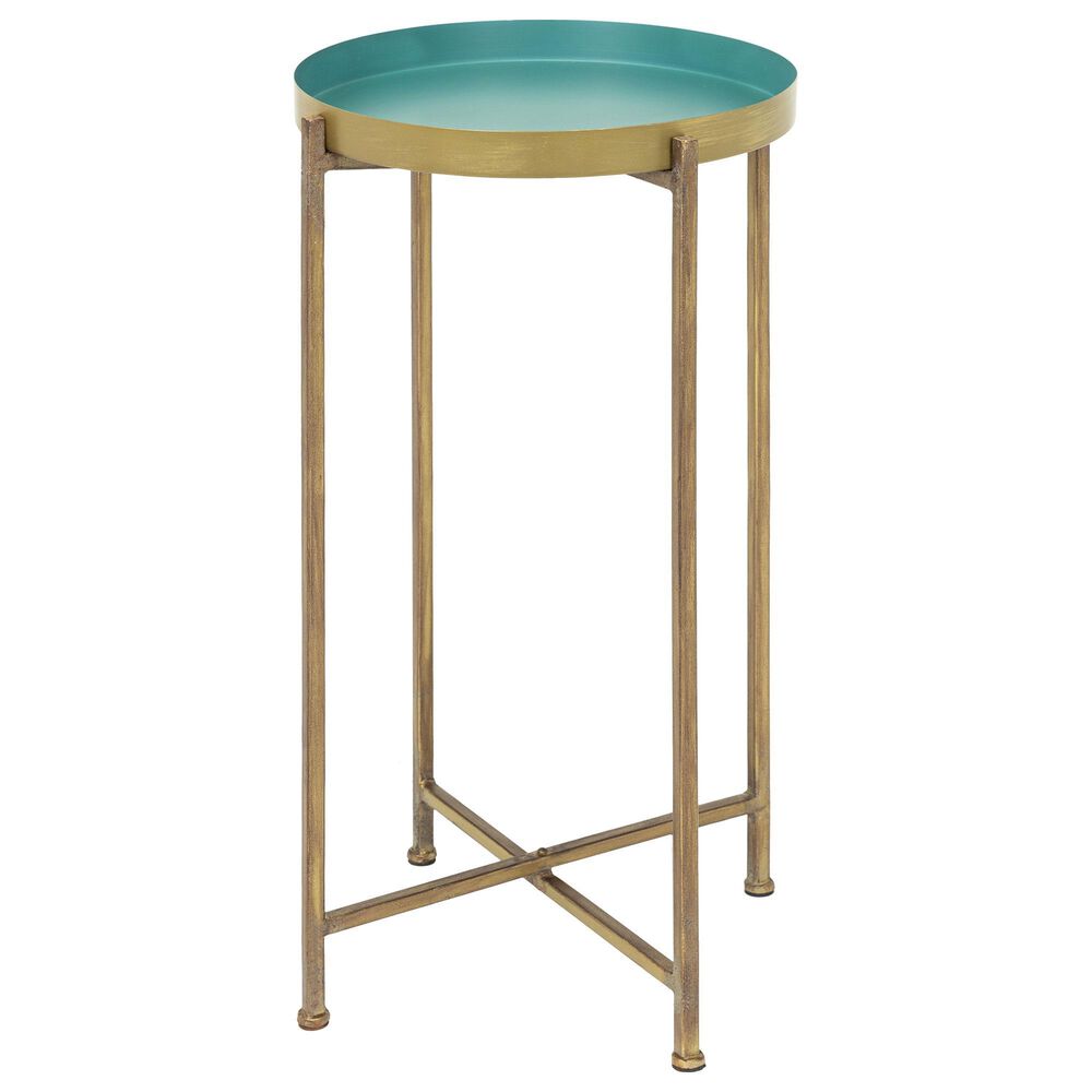 Surya Inc Allenbury Tray Top End Table in Aqua and Gold, , large
