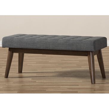 Baxton Studio Elia Button-Tufted Bench in Dark Grey, , large
