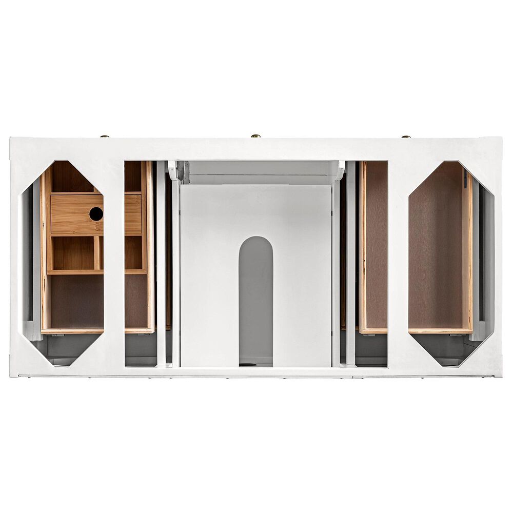 James Martin Vanities Breckenridge 48&quot; Single Bathroom Vanity in Bright White with 3 cm Victorian Silver Quartz Top and Rectangular Sink, , large