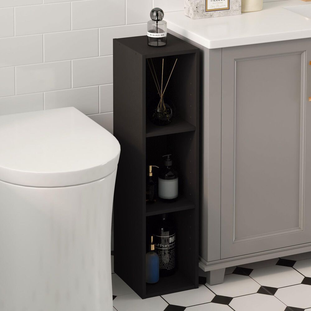 HOMLUX 8" 3-Tier Space Saving Bookcase with Open Adjustable Shelves in Blackwood, , large