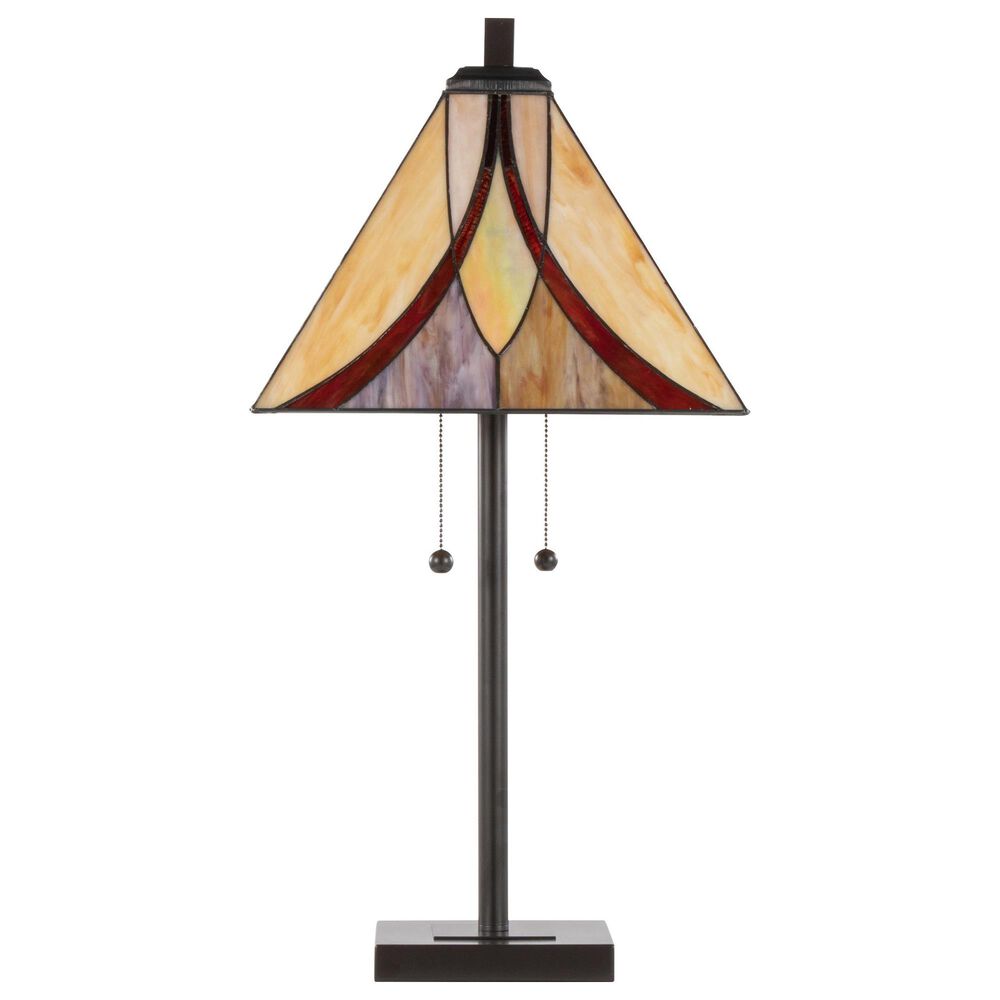 LumiSource Ren Table Lamp with Cream and Brown Glass Shade in Oil Rubbed Bronze, , large