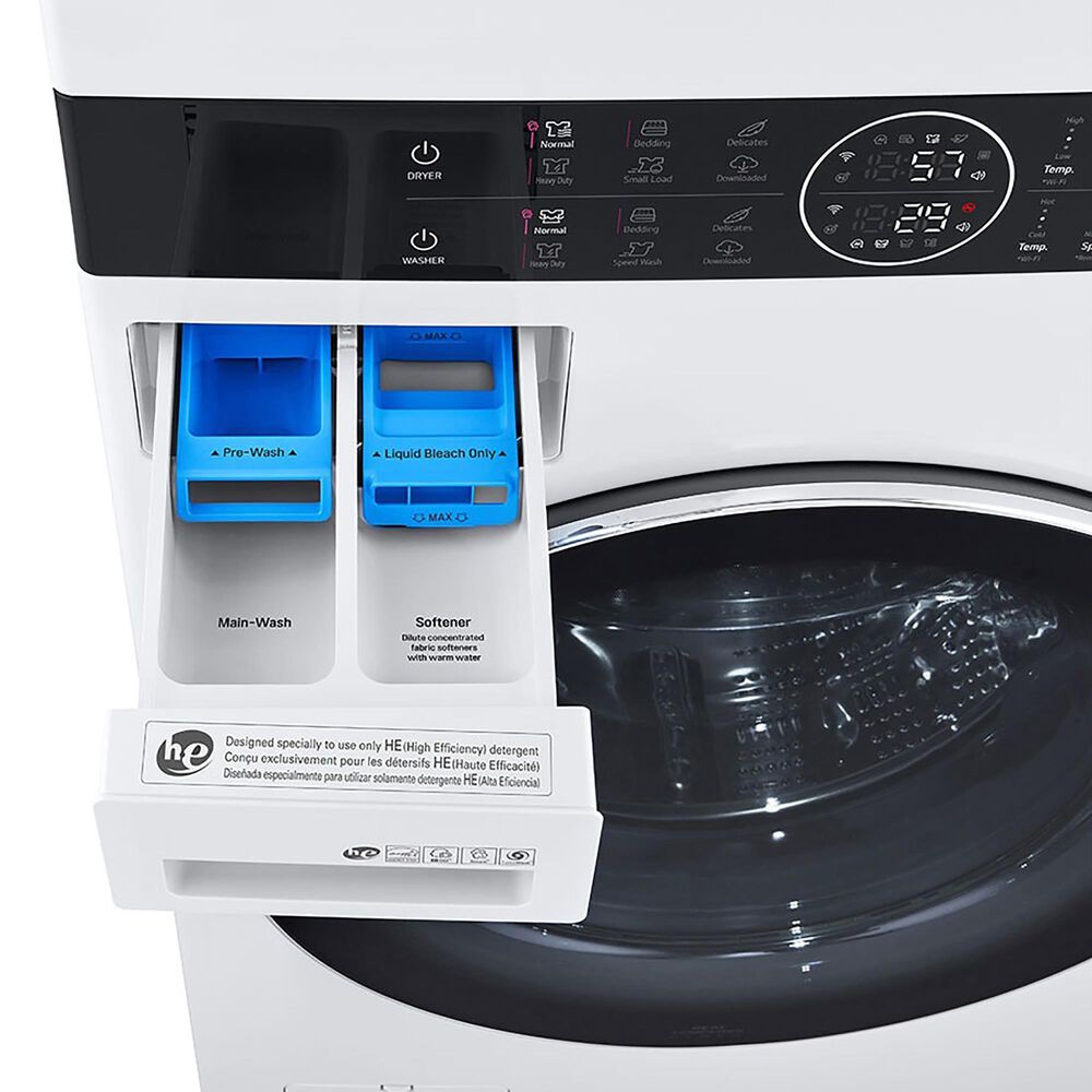 LG WashTower with Center Control 4.5 Cu. Ft. Washer and 7.4 Cu. Ft. Electric Dryer in White, , large