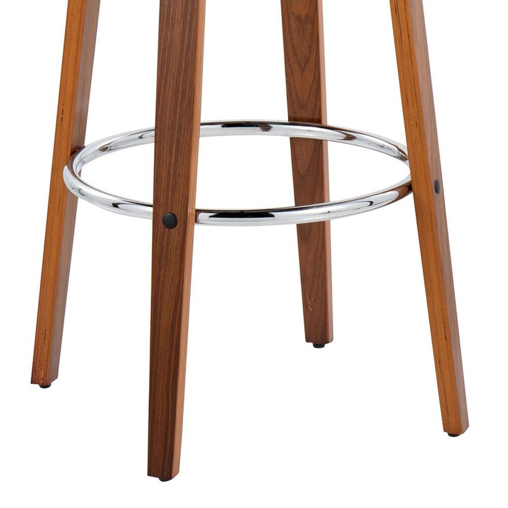 LumiSource Toriano Swivel Bar Stool with Grey Fabric Upholstery in Walnut and Chrome (Set of 2), , large