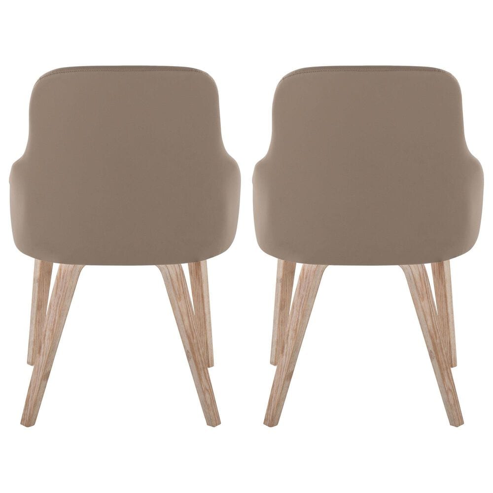 LumiSource York Side Chair with Brown Faux Leather Cushion in Whitewashed (Set of 2), , large