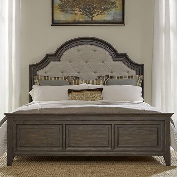 Belle Furnishings Paradise Valley King Upholstered Panel Bed in Saddle Brown, , large
