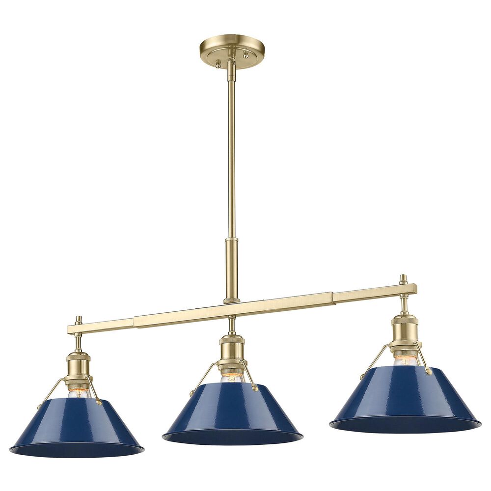 Golden Lighting Orwell 3-Light Linear Pendant with Matte Navy Shade in Brushed Champagne Bronze, , large