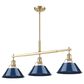 Golden Lighting Orwell 3-Light Linear Pendant with Matte Navy Shade in Brushed Champagne Bronze, , large