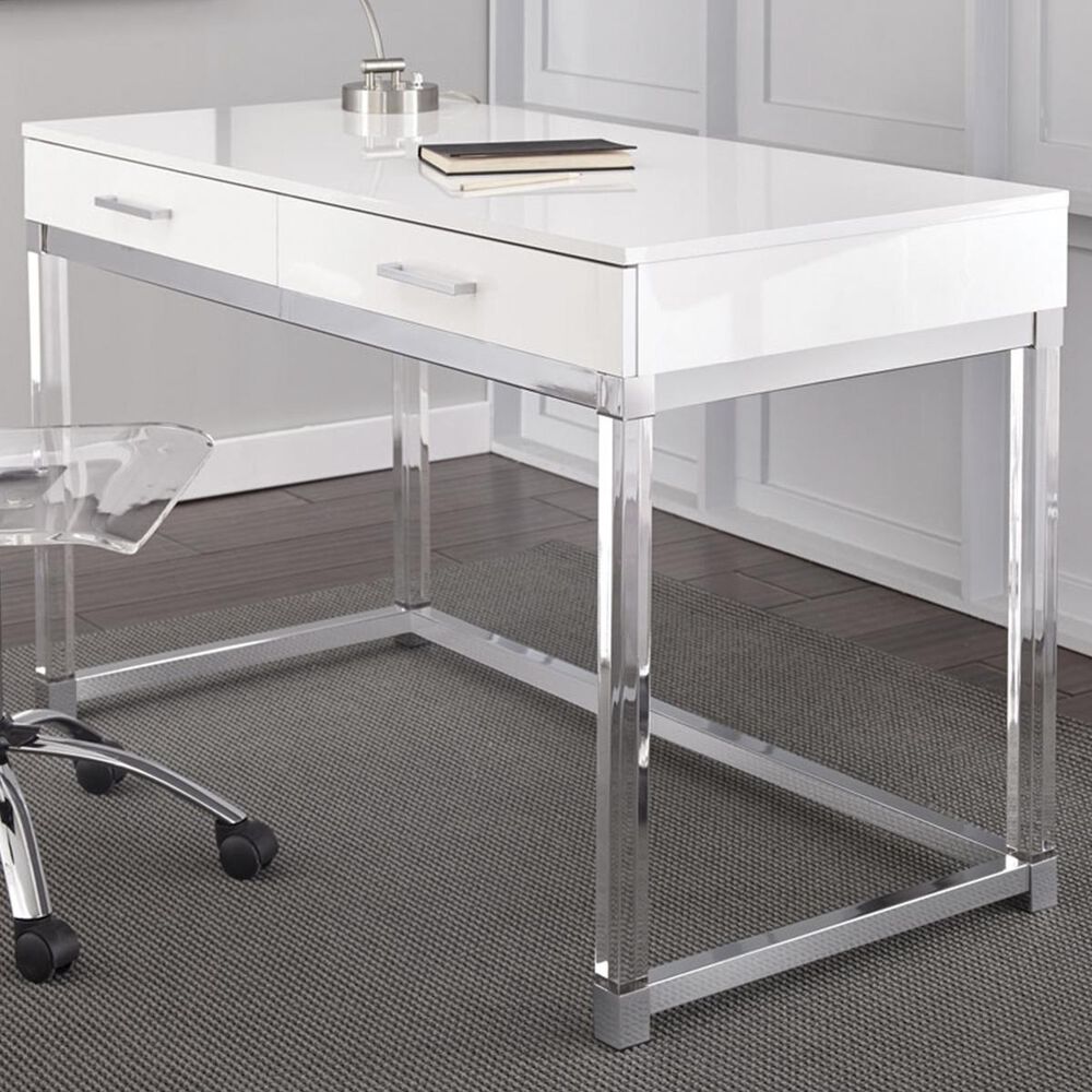 Crystal City Everett Desk in White, , large