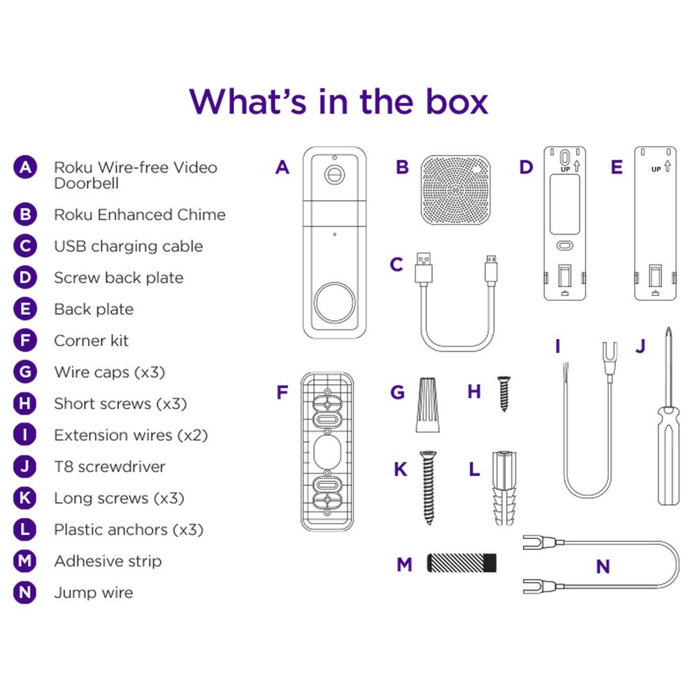 Roku Wire-free Video Doorbell and Chime with 1440p HD Night Vision in White, , large