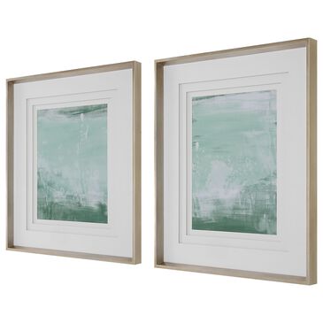 Uttermost Coastal Patina 36" x 31" Framed Print in Aqua and Teal (Set of 2), , large