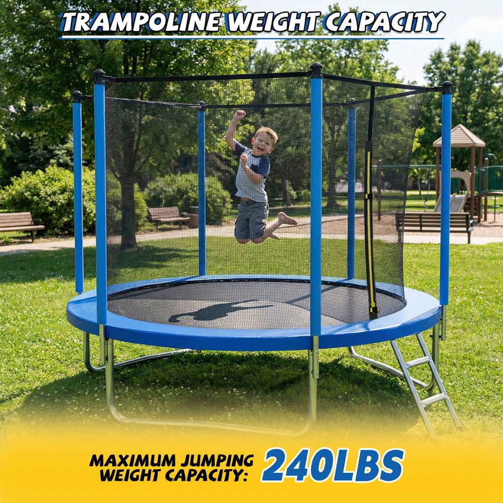 HOMLUX 8' Outdoor Trampoline Sports in Blue, , large